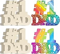 Vista 1 de Adornos de Letras de Madera PAPÁ para Pintar de 7 Pulgadas, Tamaño Grande, Recorte de Papi de Madera para el Día del Padre, DIY en Blanco, Madera