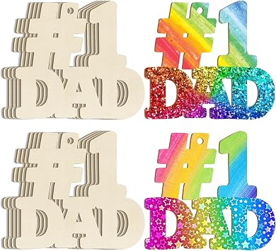 Wooden Fathers Day Crafts for Kids DAD Letter Ornaments to Paint 7 Inch, Large Size Fathers Day Wooden Daddy Cutout DIY Blank Unfinished Wood Fathers Gifts Ornament for Crafts Hanging Decorations