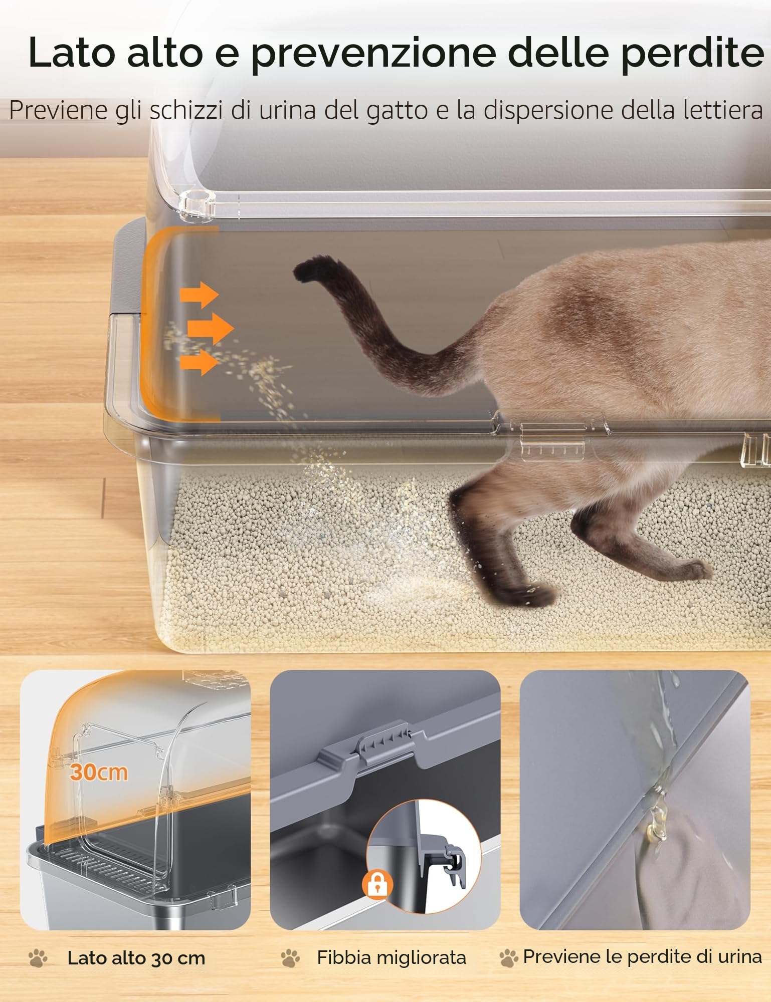 Meowant Lettiera Gatto in Acciaio Inox, Lettiere XXL, Nascosta Design Chiuso, Toilette Grande per Gatti di Grossa Taglia, Antiaderente, a Prova di Perdite, Staccabile e Facile da Pulire, Grigio