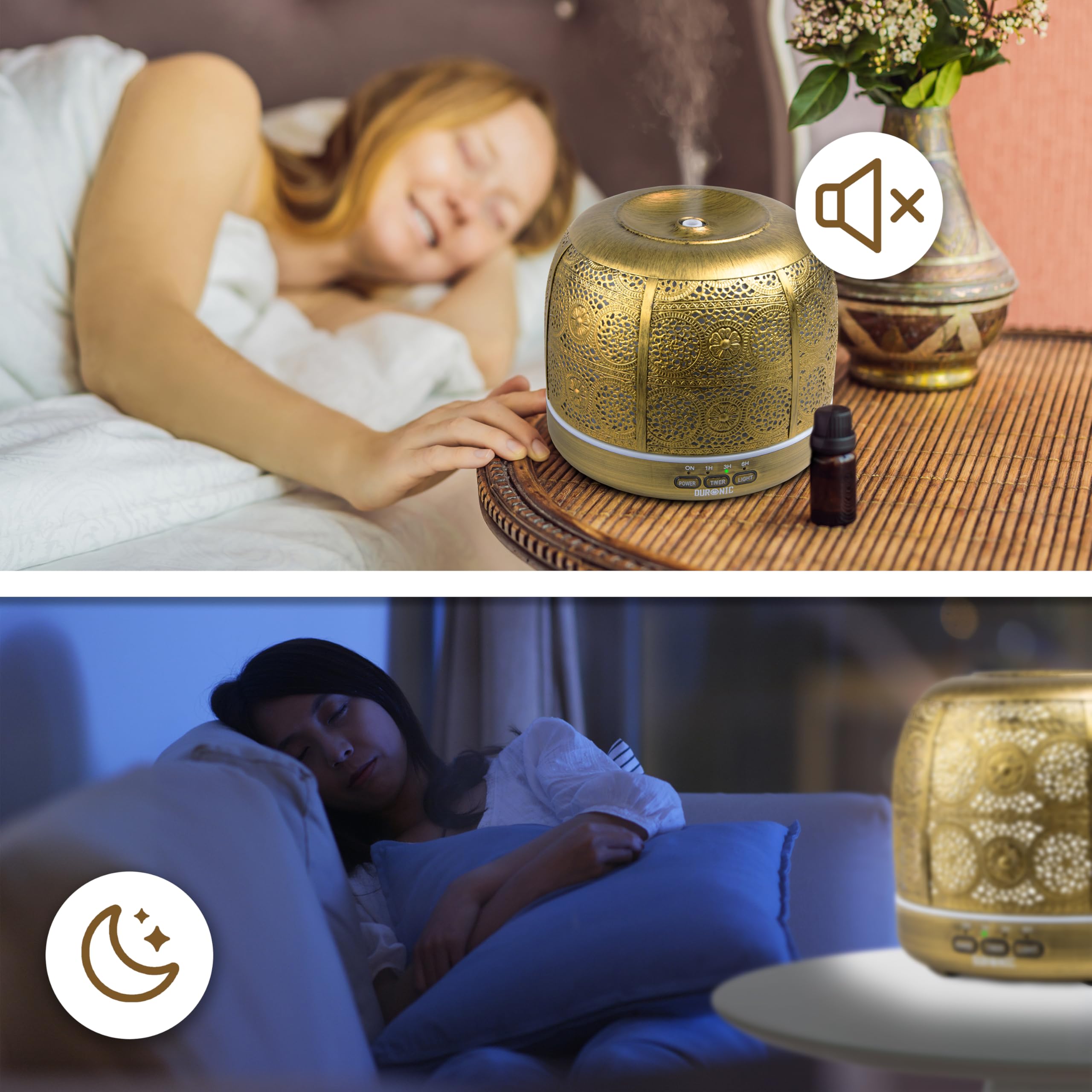 Duronic AD43 Difusor de Aromas y Brumizador de Aceites Esenciales, 500ml | Carga USB, Portátil, Purificador de Aire Natural, Aromaterapia, para Hogar, Bienestar, Relajación y Descanso