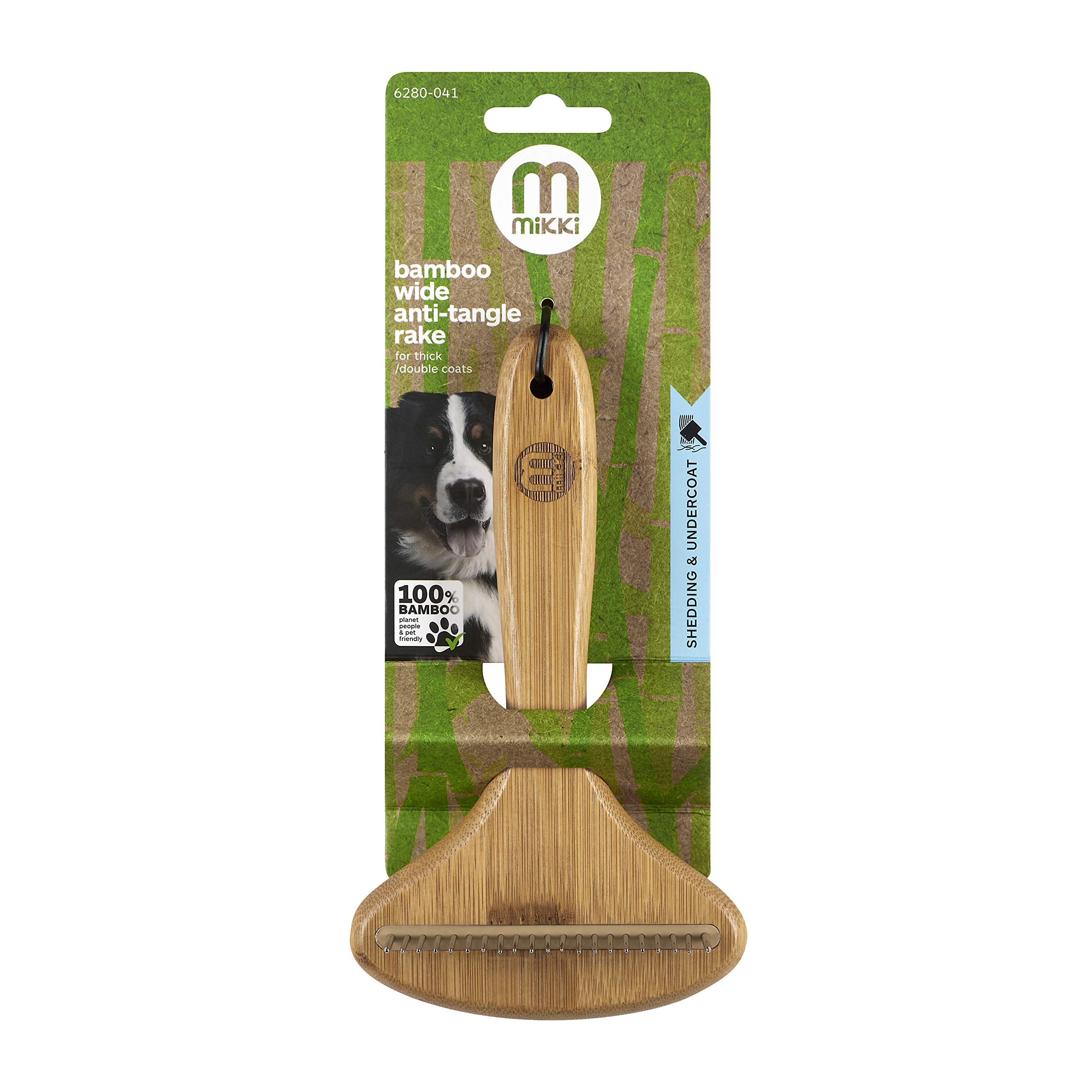 Mikki Brosse Râteau Démêlante en Bambou pour Pelages Mi-Longs/Doubles Convient à l’Usage avec Chats/Chiens Grande 1 Unité