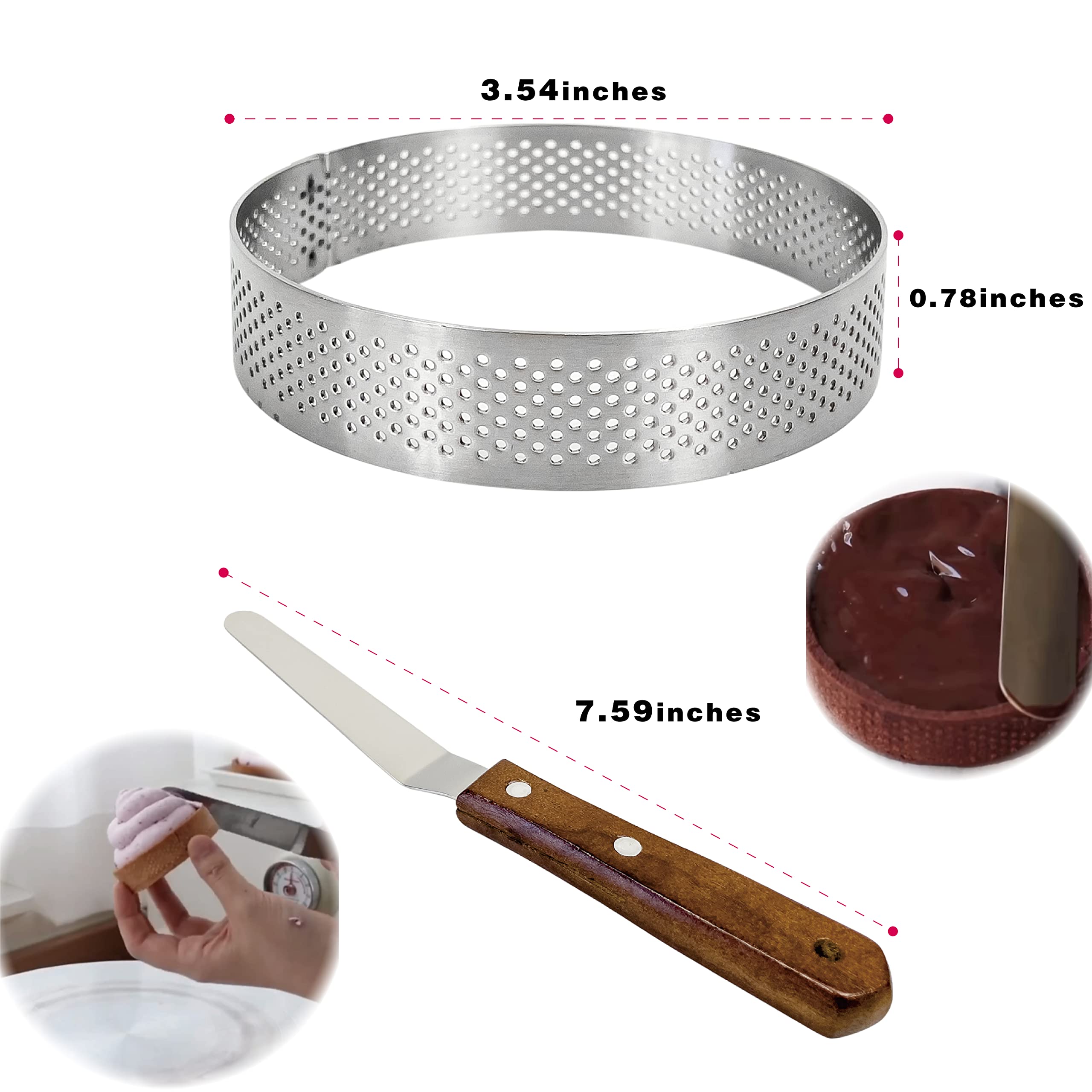 5-Pack Stainless Steel Tart Rings - Assorted Shapes (Round, Heart, Square, Rectangle, Oval) - View #2