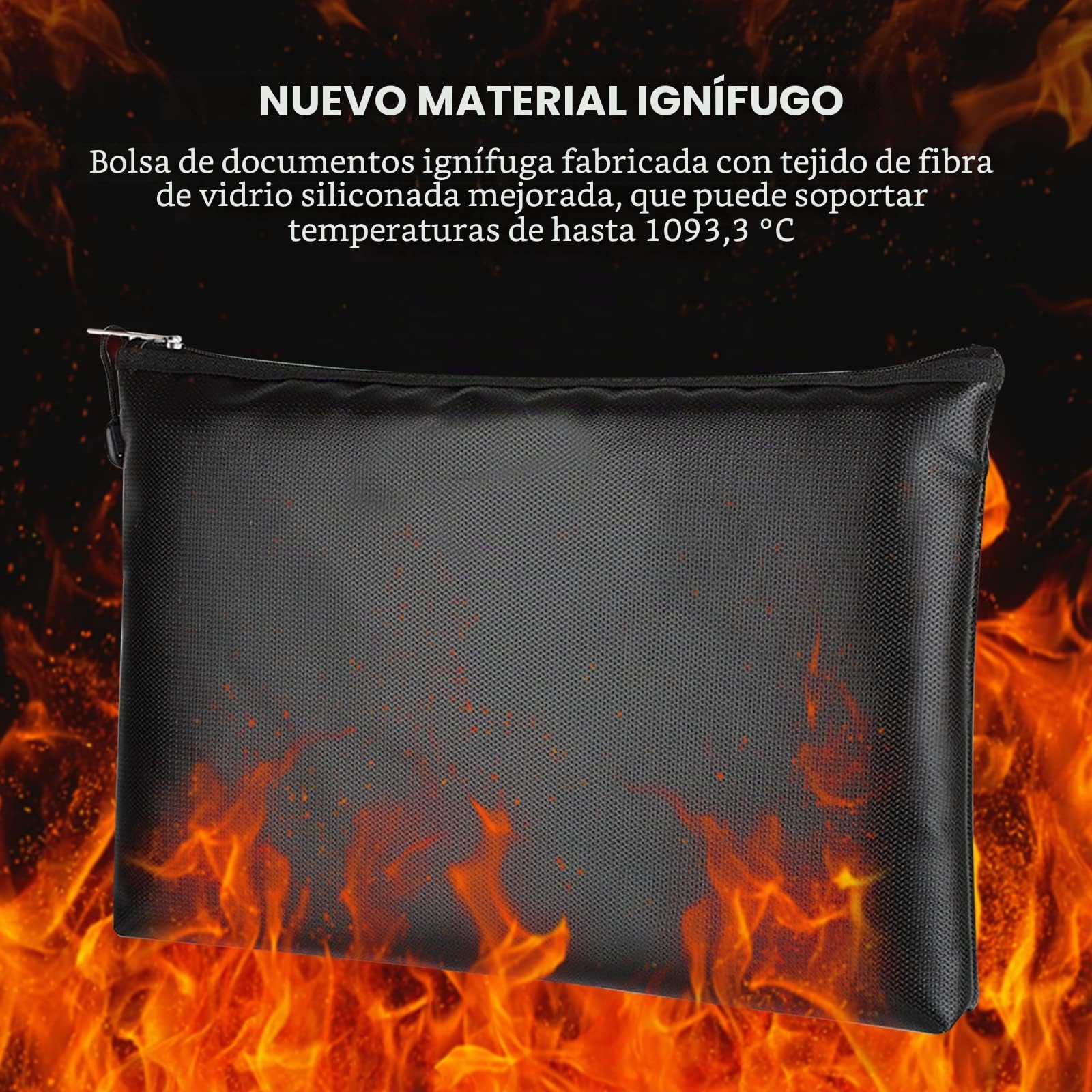Bolsa de documentos, caja fuerte, ignífuga, impermeable, ignífugo, para documentos A4, bolsa de almacenamiento con cremallera (2 unidades 34 x 25 cm)