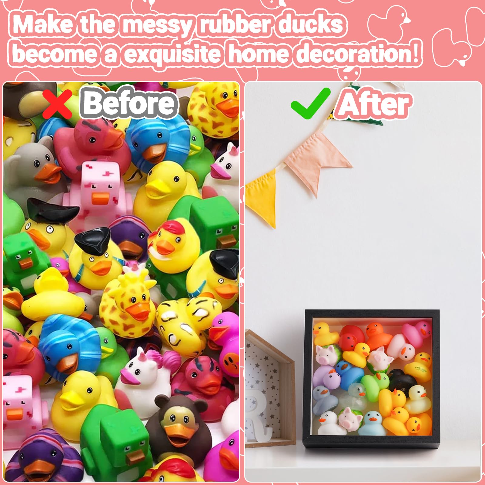Duck Rack Display Mini Assorted Rubber Duck Display Wood Case, Storage Case For Small ...
