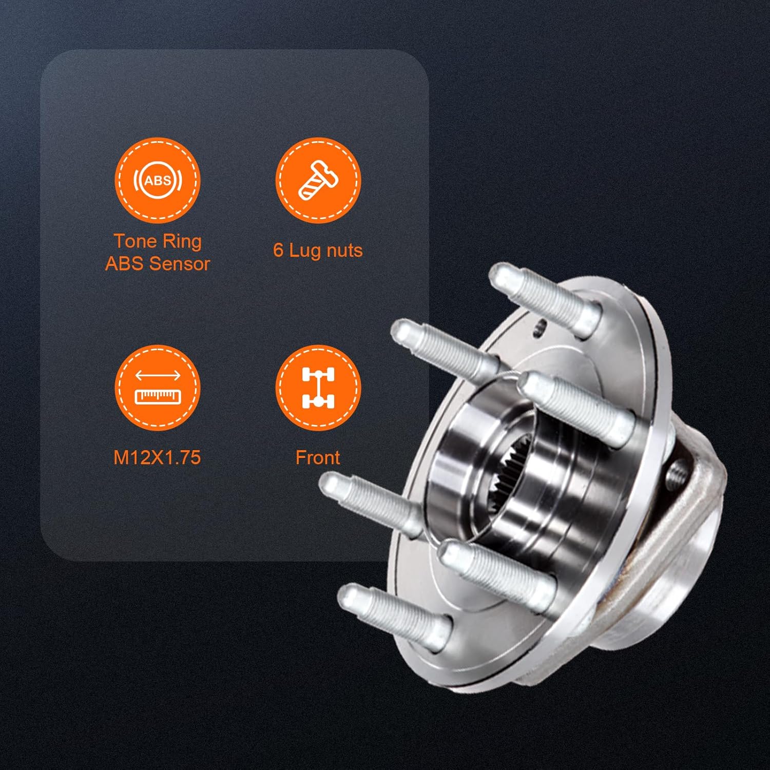 OCPTY New Wheel Hub Bearings Front Rear 6 Lugs w/ABS Compatible for Buick for Saturn for GMC Acadia Denali for Chevrolet 2007-2012 with OE 513277 (Pack of 1)