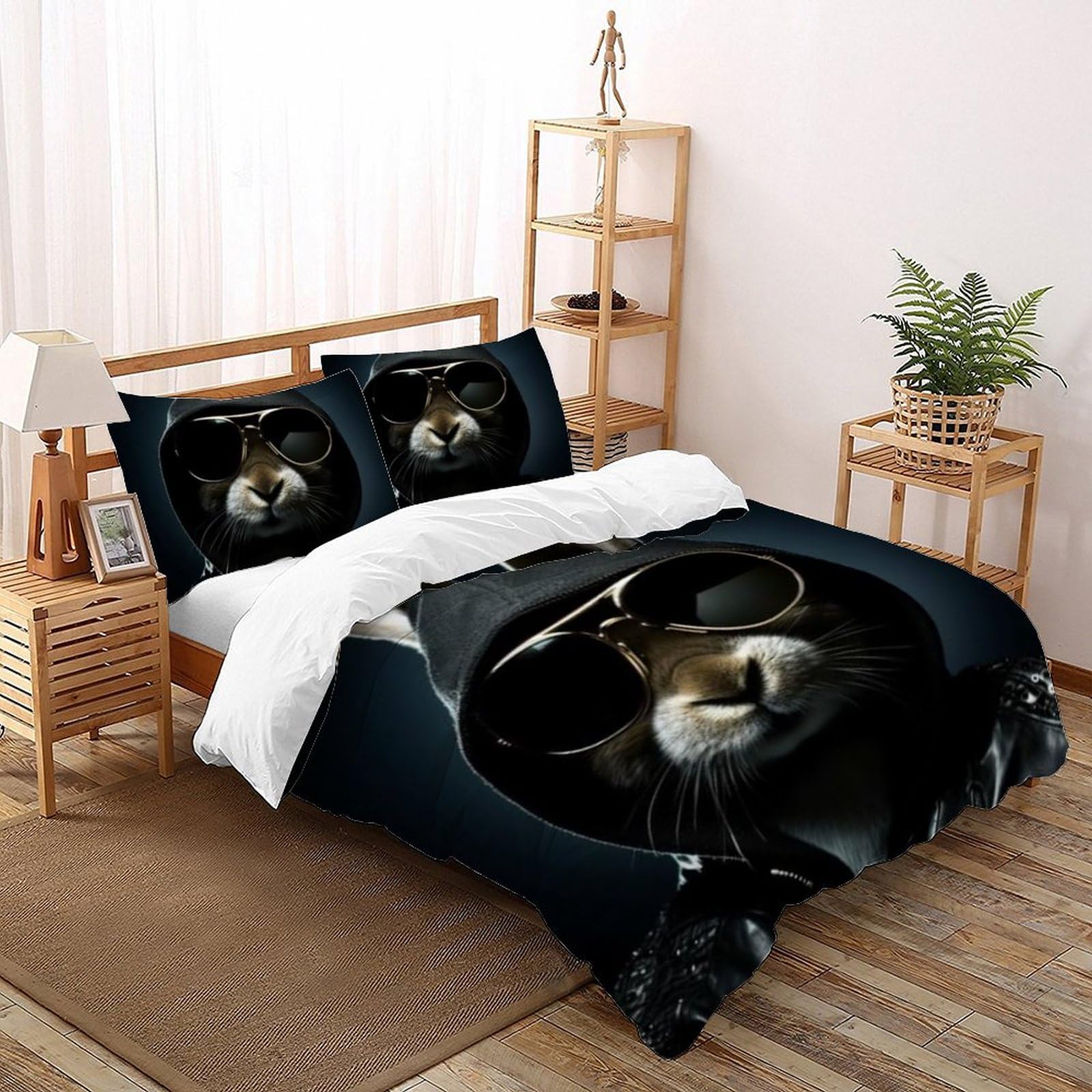 Housse de couette double 200x200 Animaux Land microfibre imprimé 3D taies d'oreiller