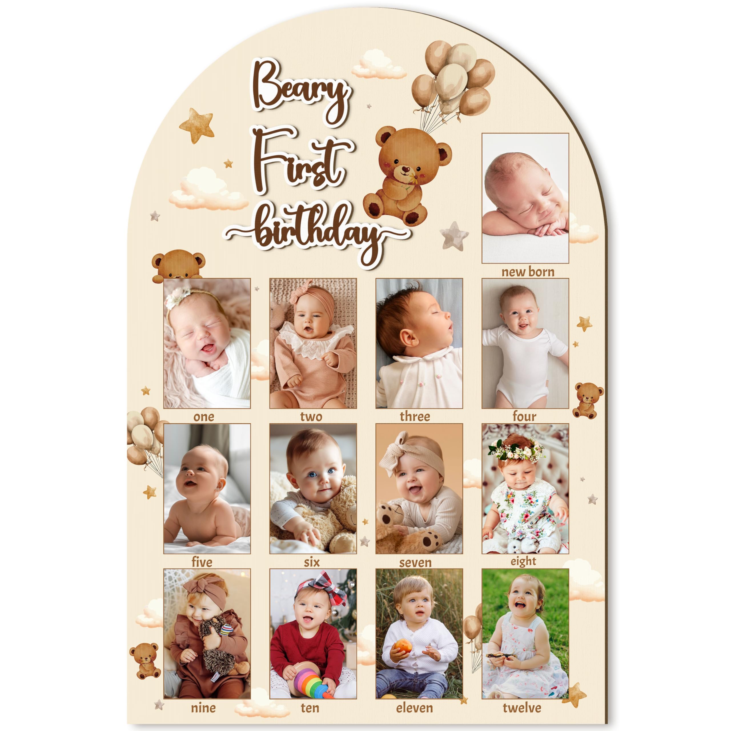 Cadre photo première année de bébé pour chambre enfant ours