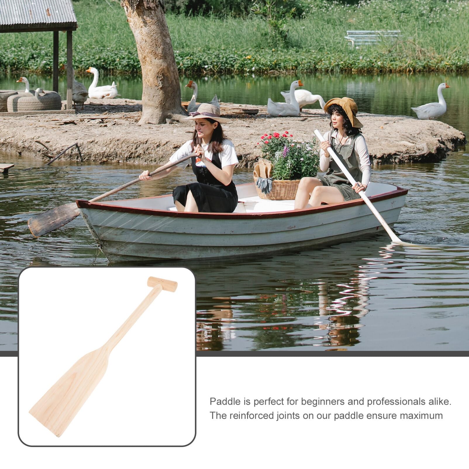 INOOMP Pagaie En Bois Pour Enfants – Décoration Ou Pratique – Forme T – Légère – Pour Canoë, Kayak, Bateau Gonflable