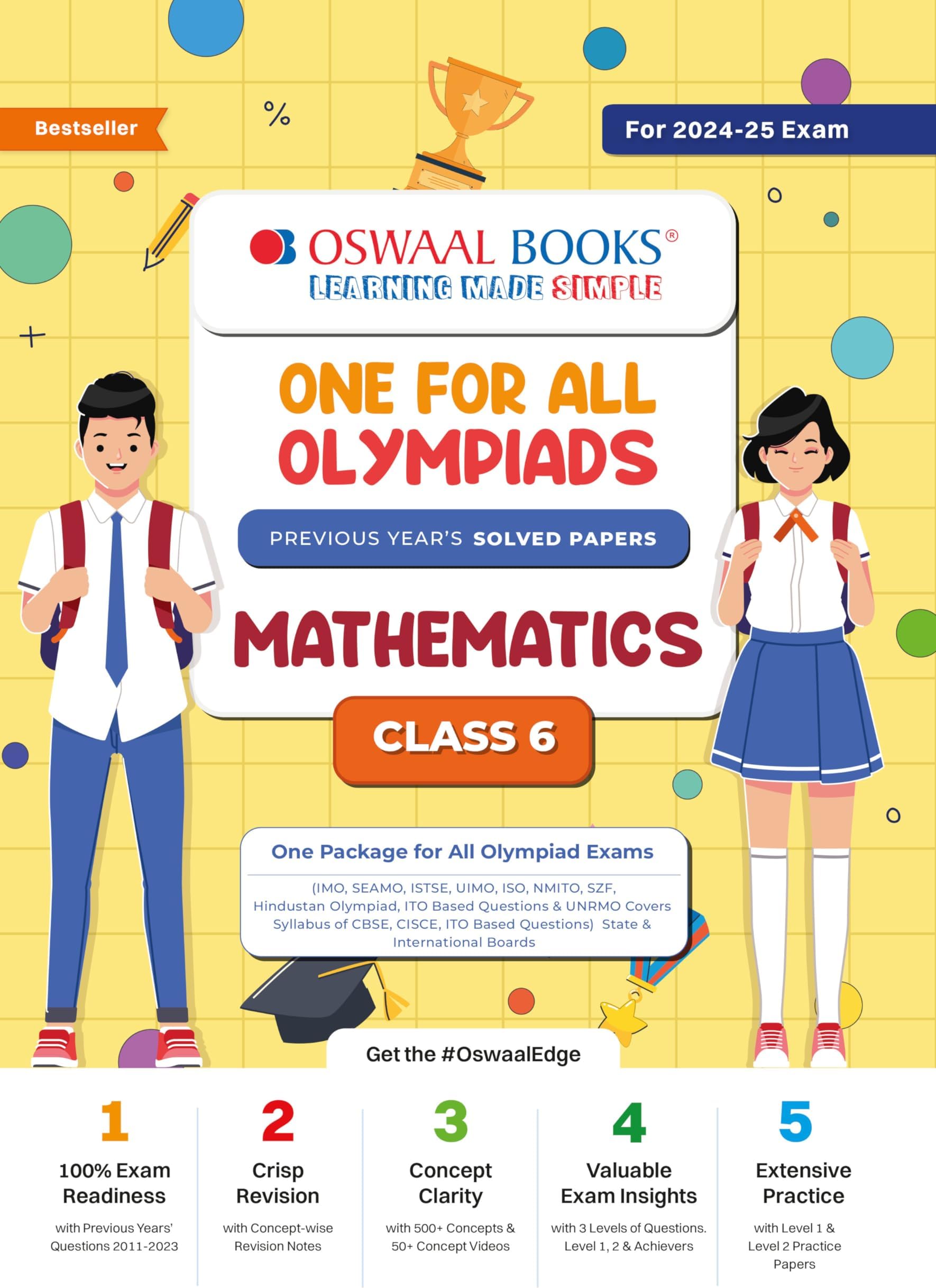 Oswaal One For All Olympiad Class 6 Mathematics | Previous Years Solved Papers | For 2024-25 Exam