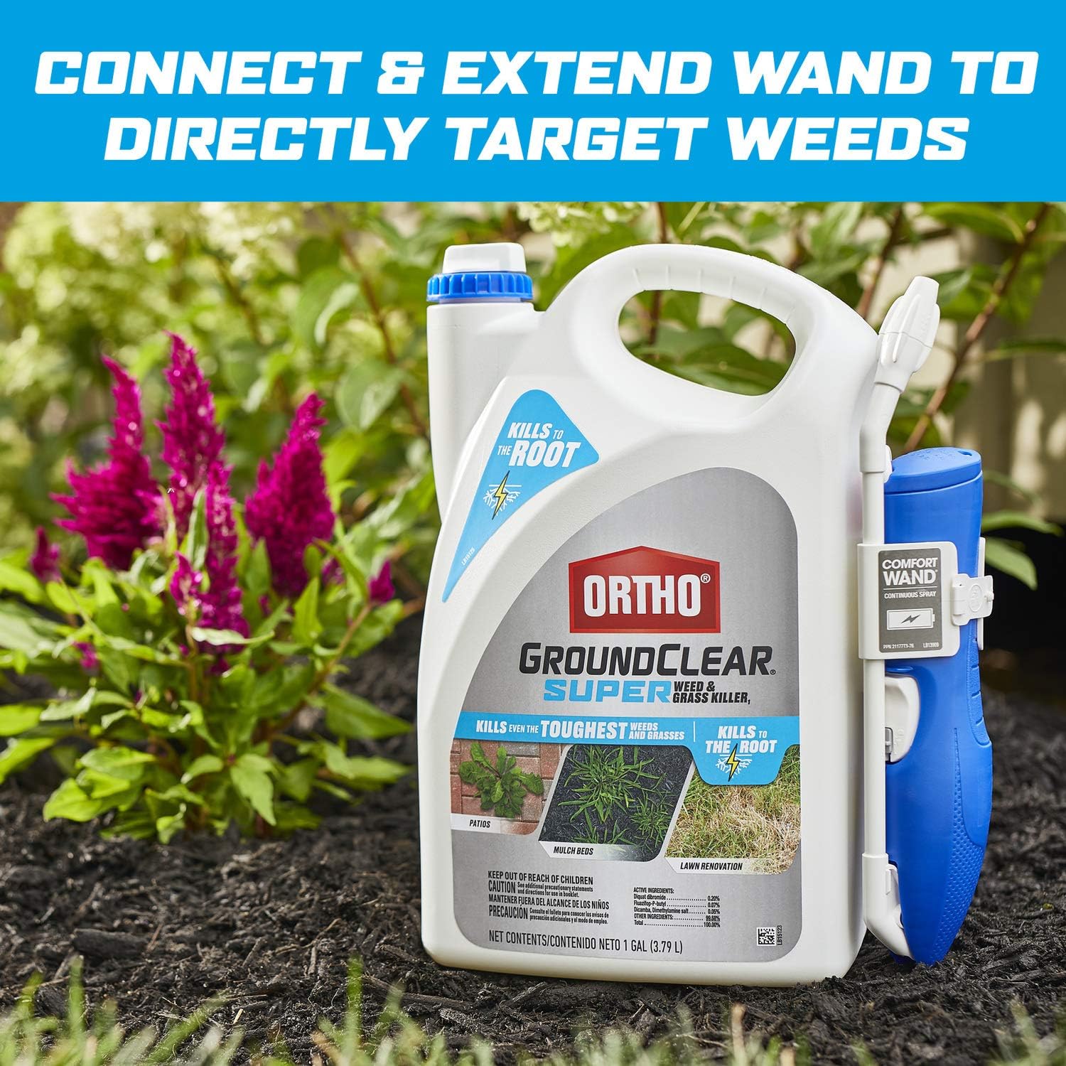 Ortho GroundClear Super Weed & Grass Killer1: with Comfort Wand, Kills to the Root, Fast-Acting, 1 gal. : Patio, Lawn & Garden