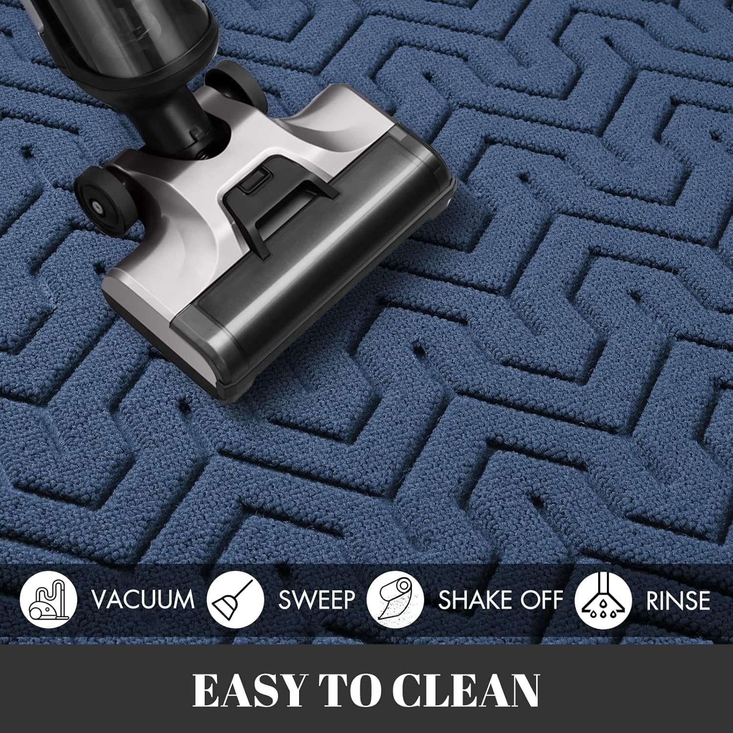Yimobra Door Mat, All-Season Outdoor Indoor Doormat for Home Entrance Floor, Heavy Duty Non Slip Front Door Mats Outdoor, Easy to Clean, 29.5 x 17 Inch, Black+Blue