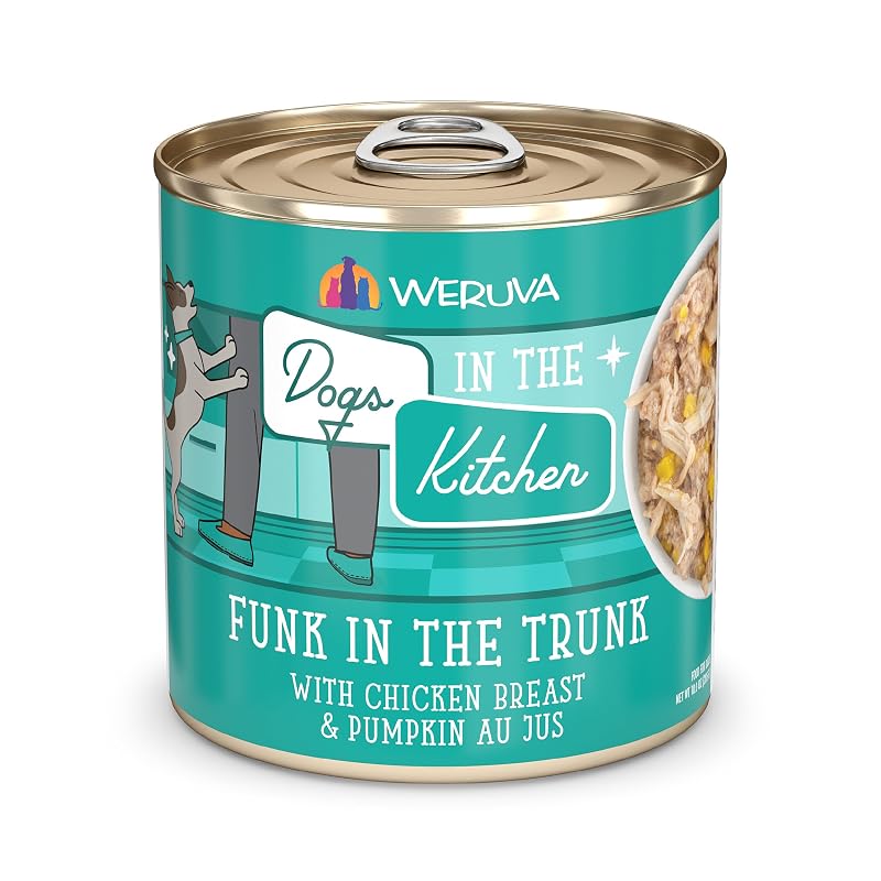 Ração úmida para cães Weruva Funk in the Trunk com peito de frango e abóbora, 12 latas de 283 g