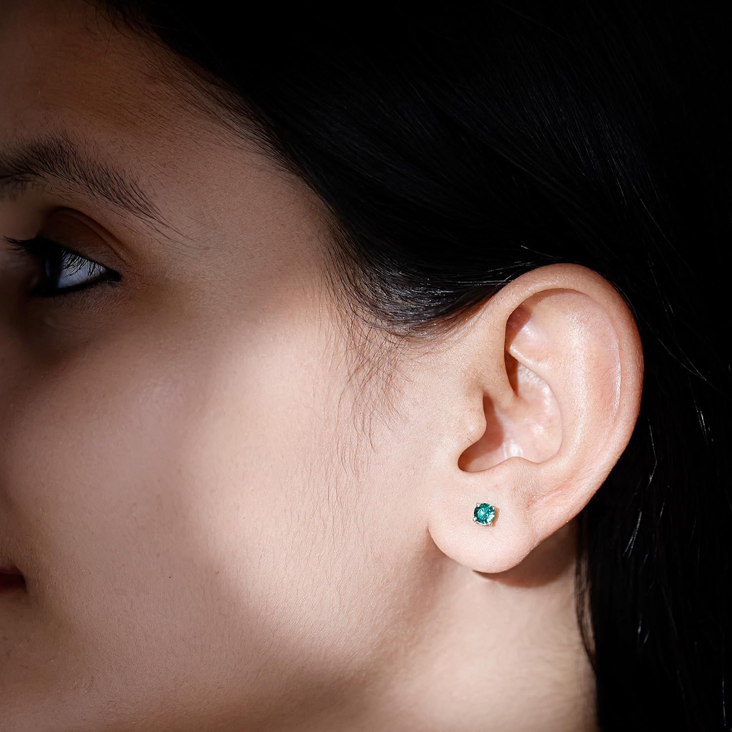Certified 0.5 Carat Lab Grown Emerald Stud Earrings in Silver, Aaaa Quality, Emerald Screw Back Earrings - Ready To Gift - Image 3