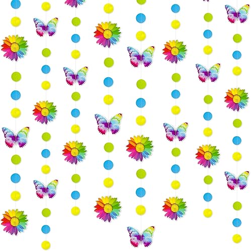 Miniatura 10 de Decoraciones de fiesta de coche de carreras, lunares circulares amarillos y rojos con estampado a cuadros, guirnalda de lunares para niños, hombres,