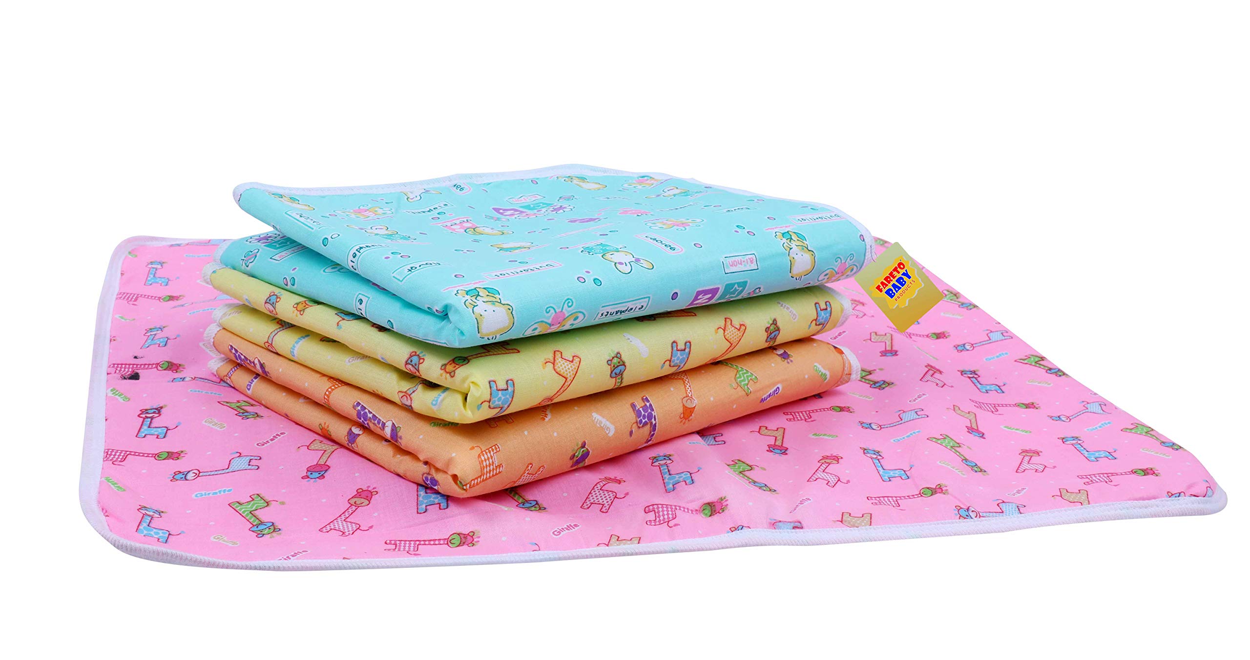 Fareto New Born Baby After Bath Oil Massaging/Waterproof Sheet/Cloths Changing/Diaper Changing Sheets Washable and Reusable with One Sided Cotton(0-6 Months)(Size-L 23Inchs, B-18 Inchs)