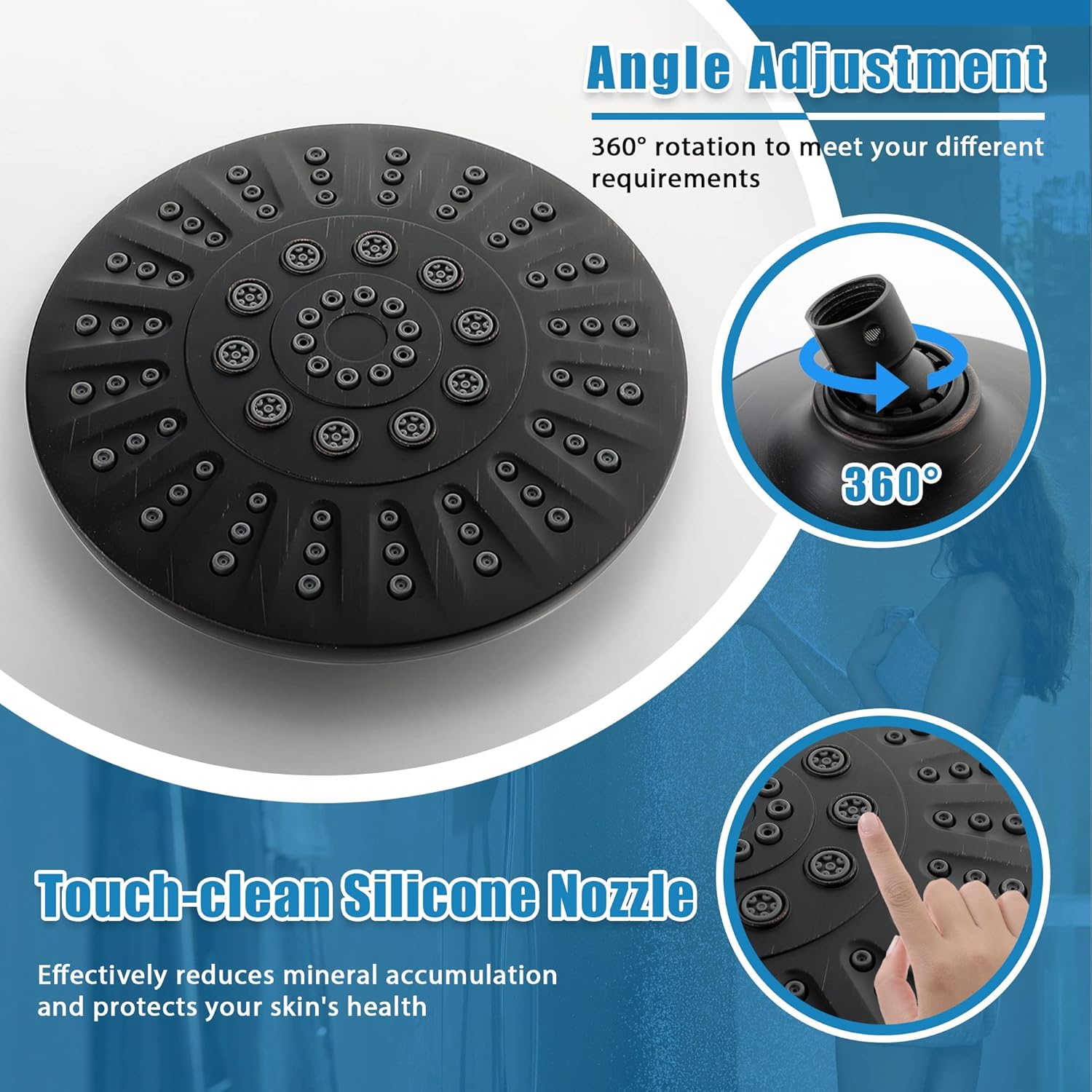 Shower Tub Faucets Sets Complete with Diverter, 5 Spray Settings, 6-Inch 2.5 GPM High-Pressure Bathroom Rain Shower 1.8 GPM Tub Spout Head System, Oil Rubbed Bronze