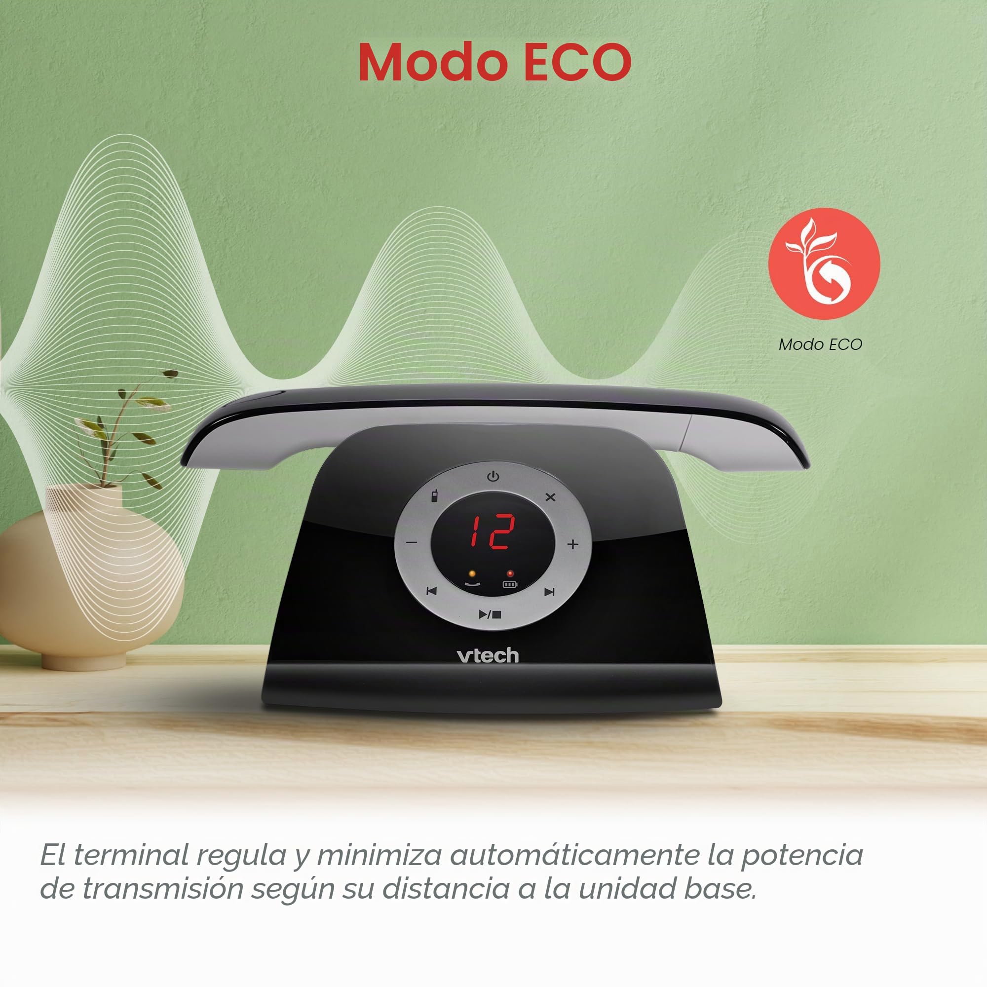 VTech LS135 Teléfono inalámbrico DECT de diseño retro con contestador automático digital, bloqueo de llamadas, función manos libres y rellamada, pantalla retroiluminada y teclado