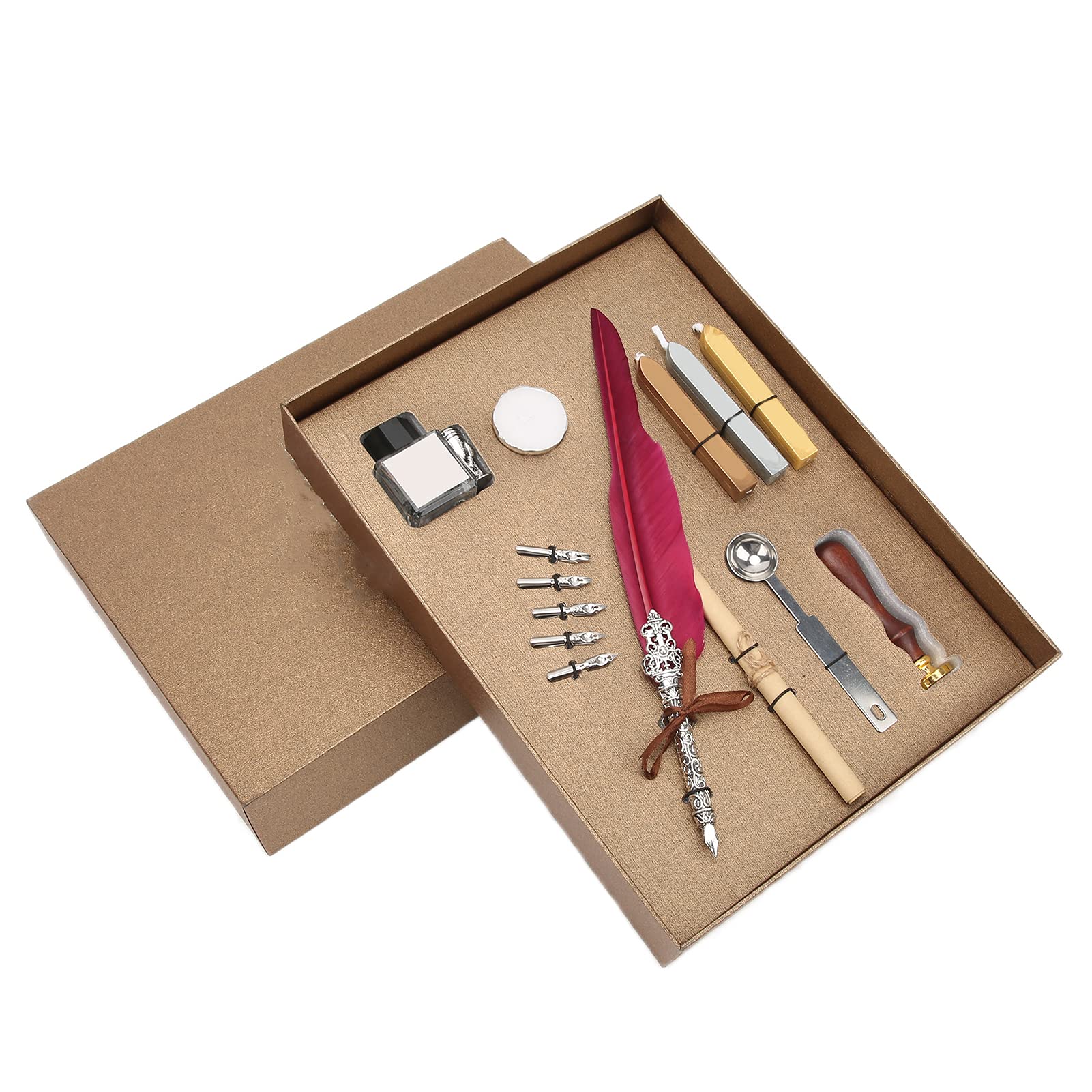 SFDPS038006 Lot de stylos à plume pour écriture lisse Style rétro SFDPS038006 Rouge vin
