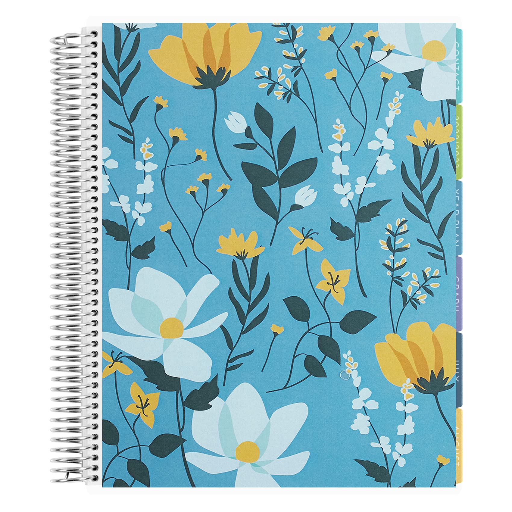 8.5" x 11" 12 Month Platinum Coiled Teacher Lesson Planner (Aug 2022 - July 2023) - Wildflowers Cover + Harmony Colorful Theme - 206 Pages Total. 80 Lb. Thick Mohawk Paper by Erin Condren.