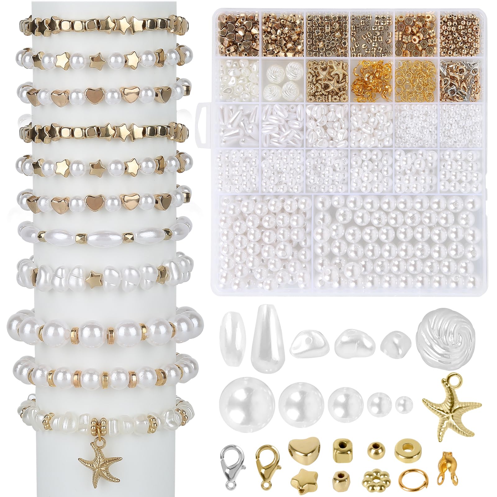 Grote ronde kralen glas parel 10mm off white (per stuk) | FRIS! Kralen en Sieraden