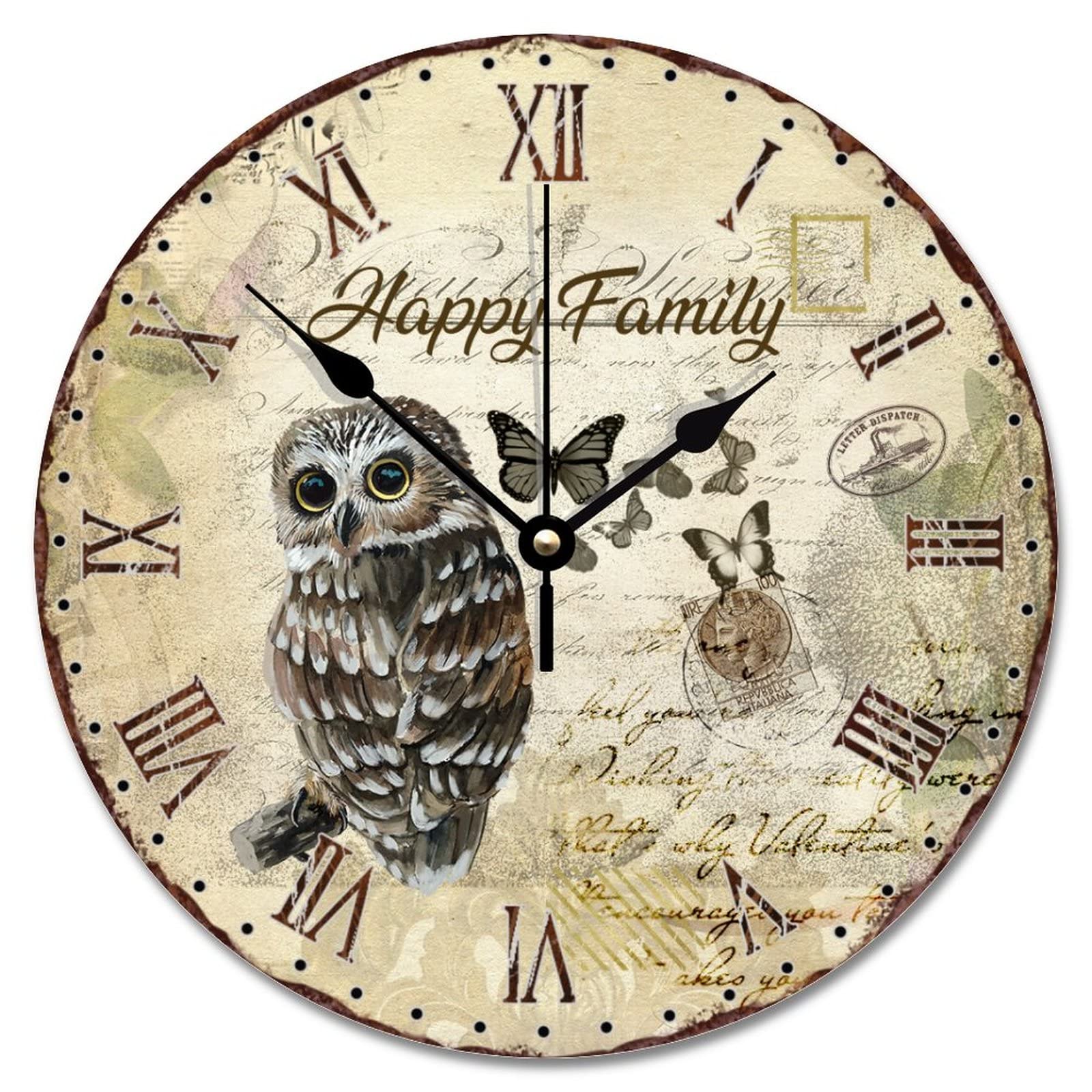 Horloge murale vintage Paris bois 30,5 cm silencieuse salon et ferme