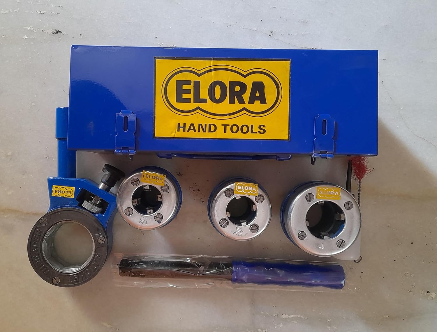 ELORA Ratchet Pipe Threading Die Set Heavy Duty B.S.P.1/2",3/4",1" With