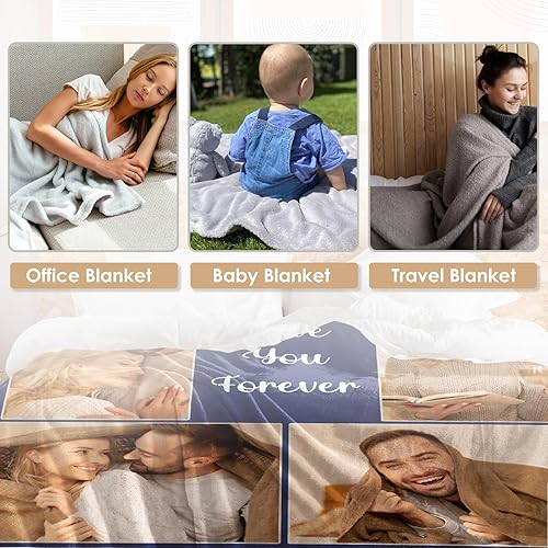 Miniatura 7 de Manta personalizada con texto de fotos, mantas personalizadas con imágenes, aniversario, cumpleaños, día de San Valentín, regalos de fotos