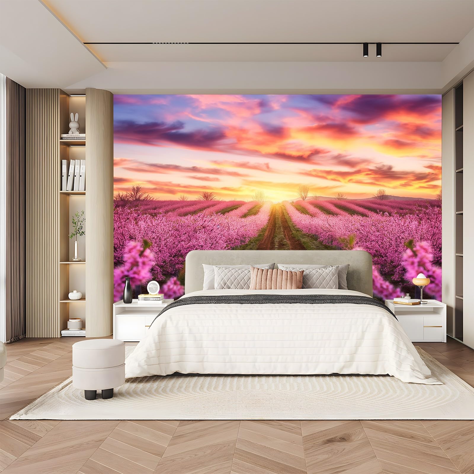 Tapeta z naturalnych roślin, drzewo brzoskwiniowe, 300 x 210 cm, tapeta z włókniny, kolorowa tapeta ścienna do salonu, biura, sypialni, dekoracja