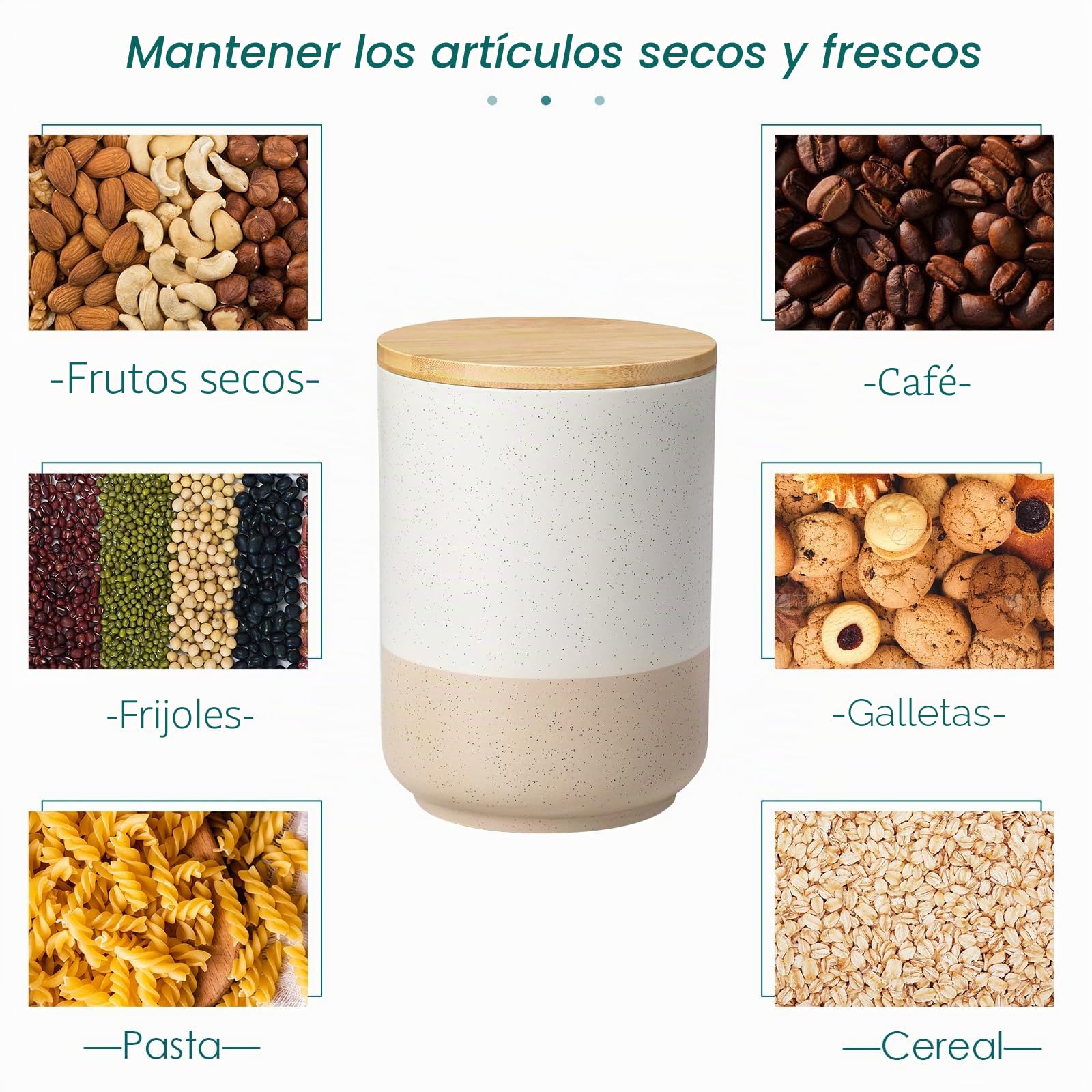 vancasso Sabine - Recipiente de café con tapa hermética, juegos de recipientes de azúcar de cerámica para la cocina, recipientes de almacenamiento de alimentos para café molido, té, azúcar, especias