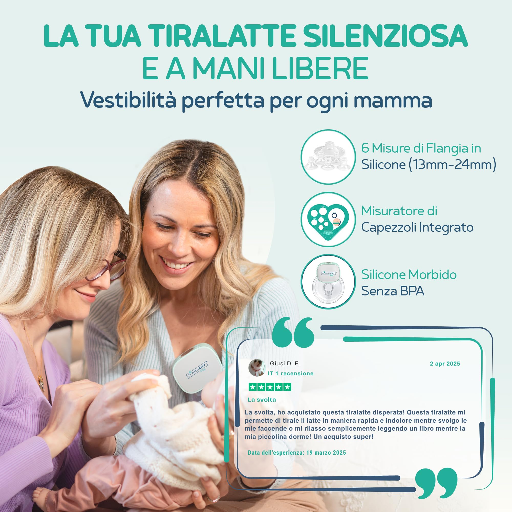 MAMASHY Plus START – Tiralatte Elettrico Indossabile per Allattamento