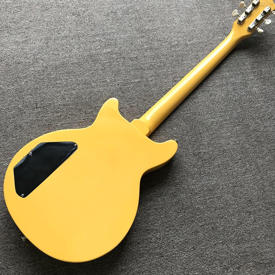 Chitarra elettrica gialla personalizzata con tastiera in palissandro e hardware cromato - Guitarra Electrica