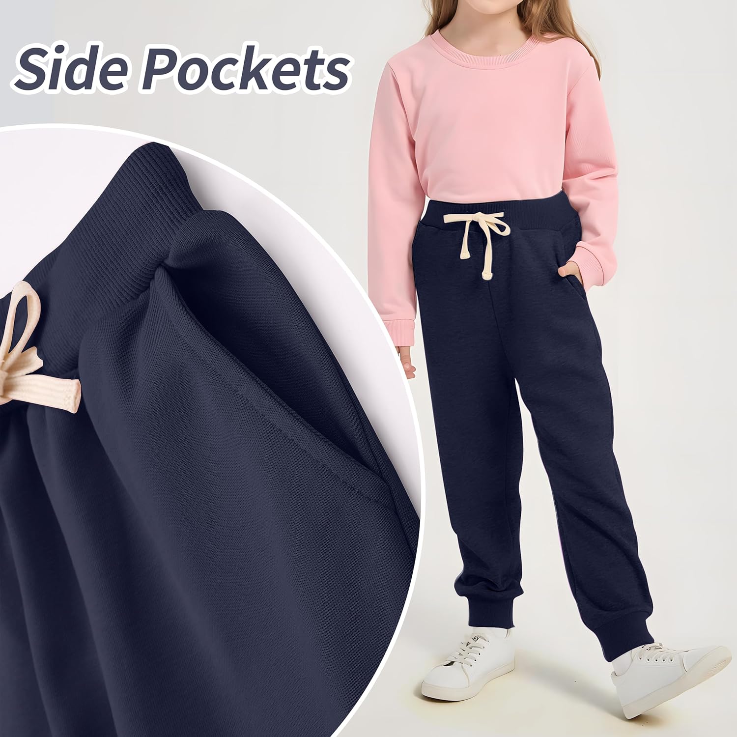 Kids Cotton Sweatpants Boys Girls Casual Athletic Pull on Pants with Pocket Drawstring Active Jogger for Toddlers(2T-14Y - Image 5