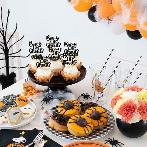 Miniatura 5 de 24 piezas de decoración de cupcakes de Halloween Boo-y o Ghoul con purpurina para revelación de género de bebé, para Halloween, baby shower, niños,