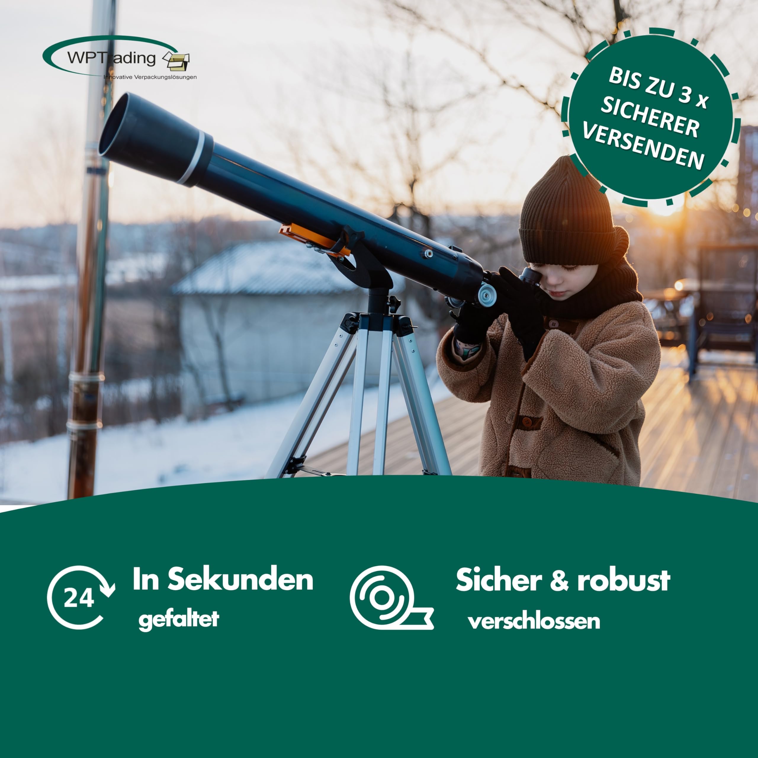10 Stück Teleskop-Karton zweiteilig 300 x 300 x 1100 mm Braun - Versandhülse lang - Versandkarton individuell erweiterbar - Versand Verpackung für Sonnenschirm, Teppich, Golfschläger & Ski
