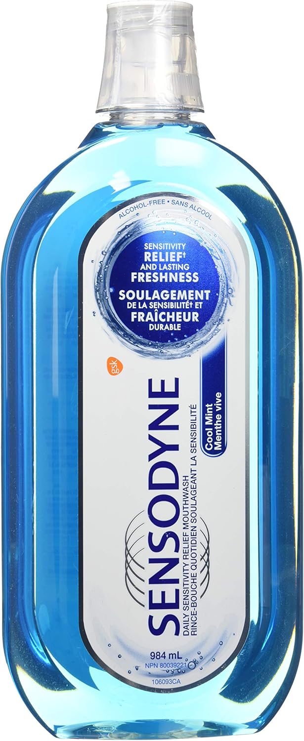 Sensodyne Cool Mint Mouthwash, Strengthens Sensitive Teeth and Protects