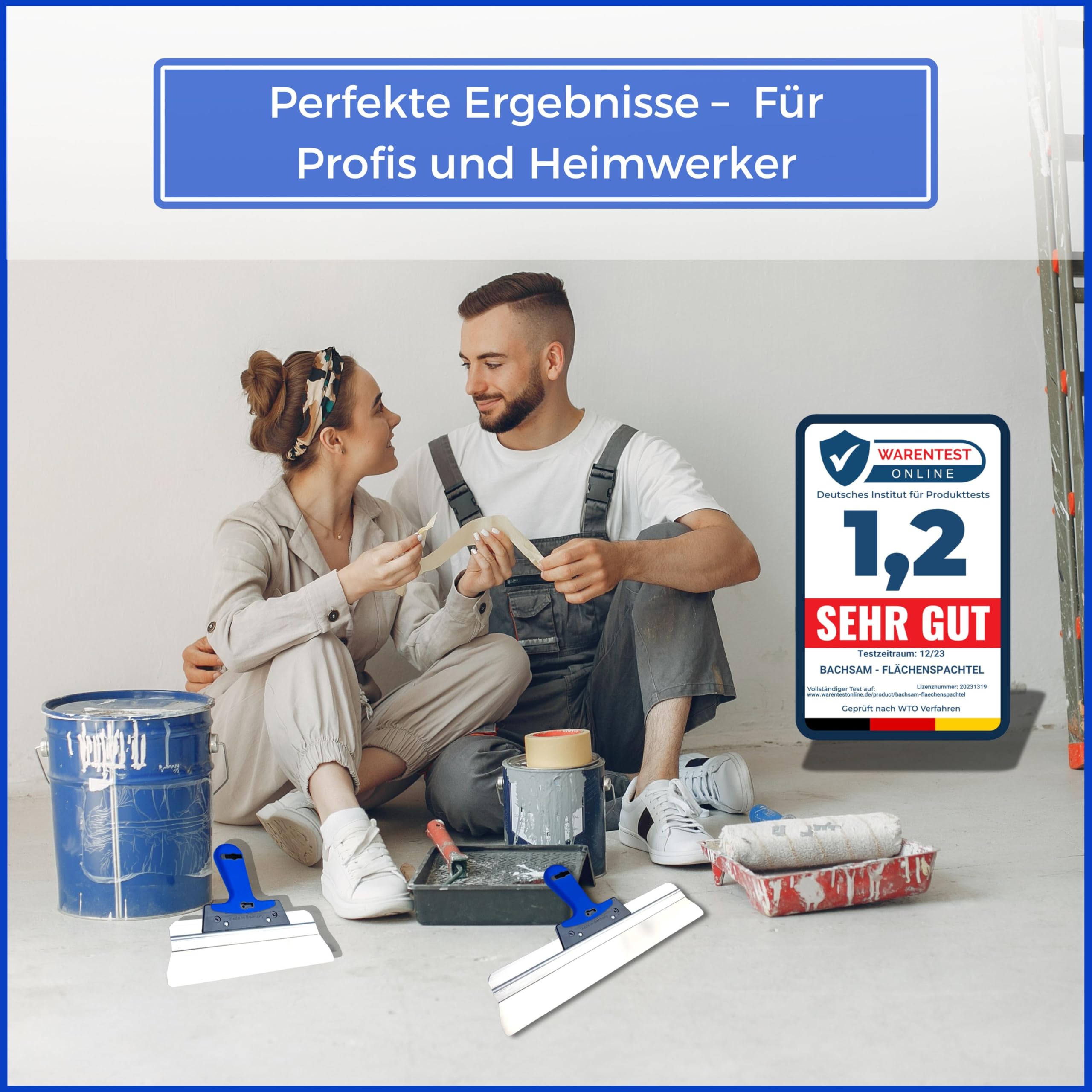 Made in Germany, set spatole alta qualità, 400 mm e 250 mm, per stuccare, intonacare e rimuovere carta da parati, piastra 2K, impugnatura morbida. (SET)