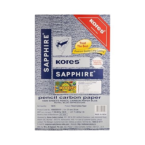 Kores Pen/Pencil Carbon Paper, Sapphire Blue - Pack of 100 Sheets