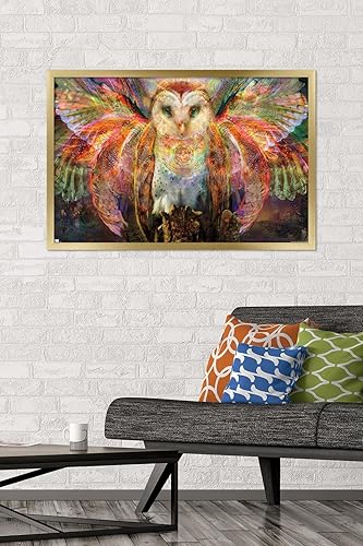 Vista 74 de Trends International Jumbie - Owl Wall Poster, 34L x 22.4W, Mahogany Framed Version