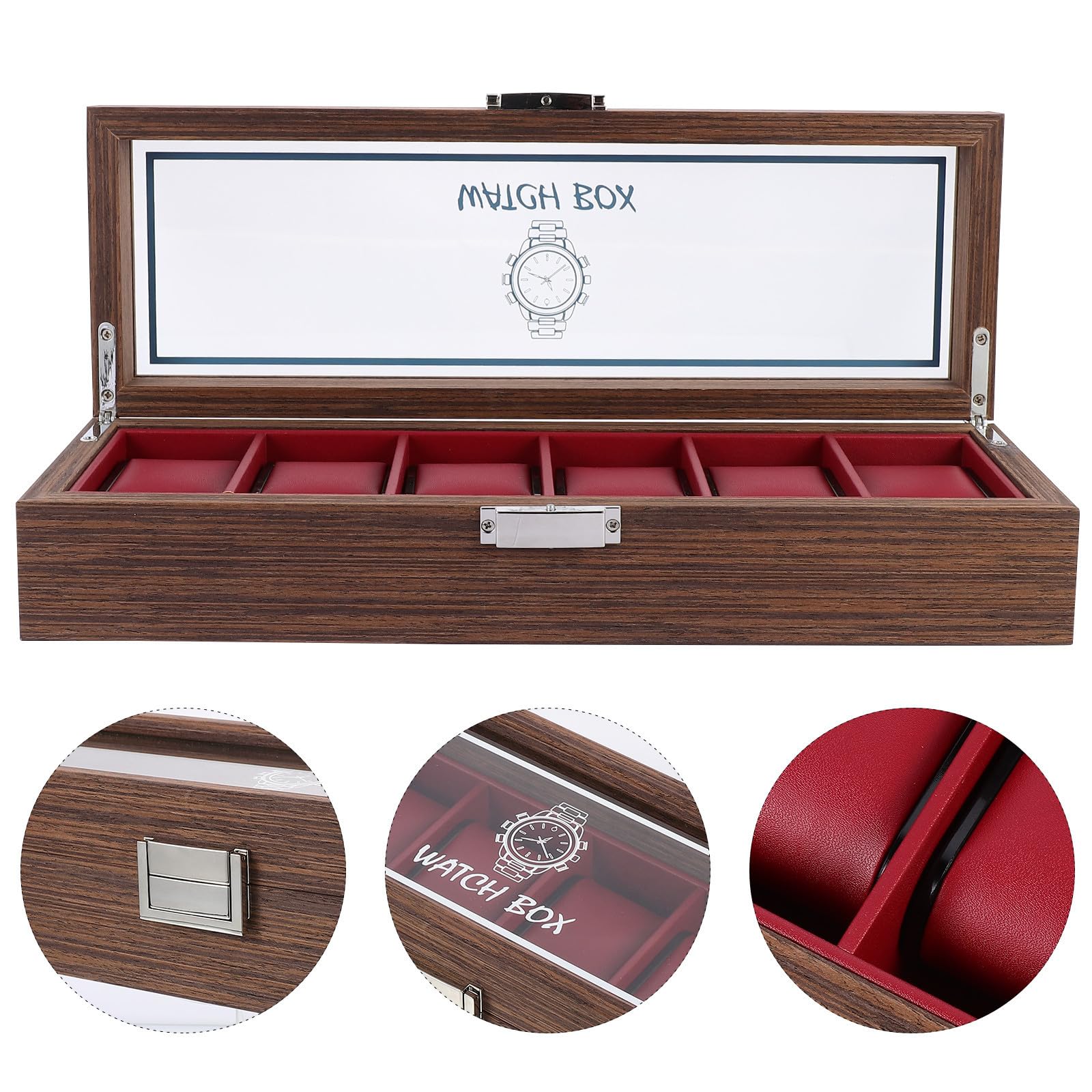 Vitrina para Relojes de Madera para Proteger Relojes del Daño y Arañazos 6 Ranuras, Caja Organizadora Elegante en Ocasiones Obsequios