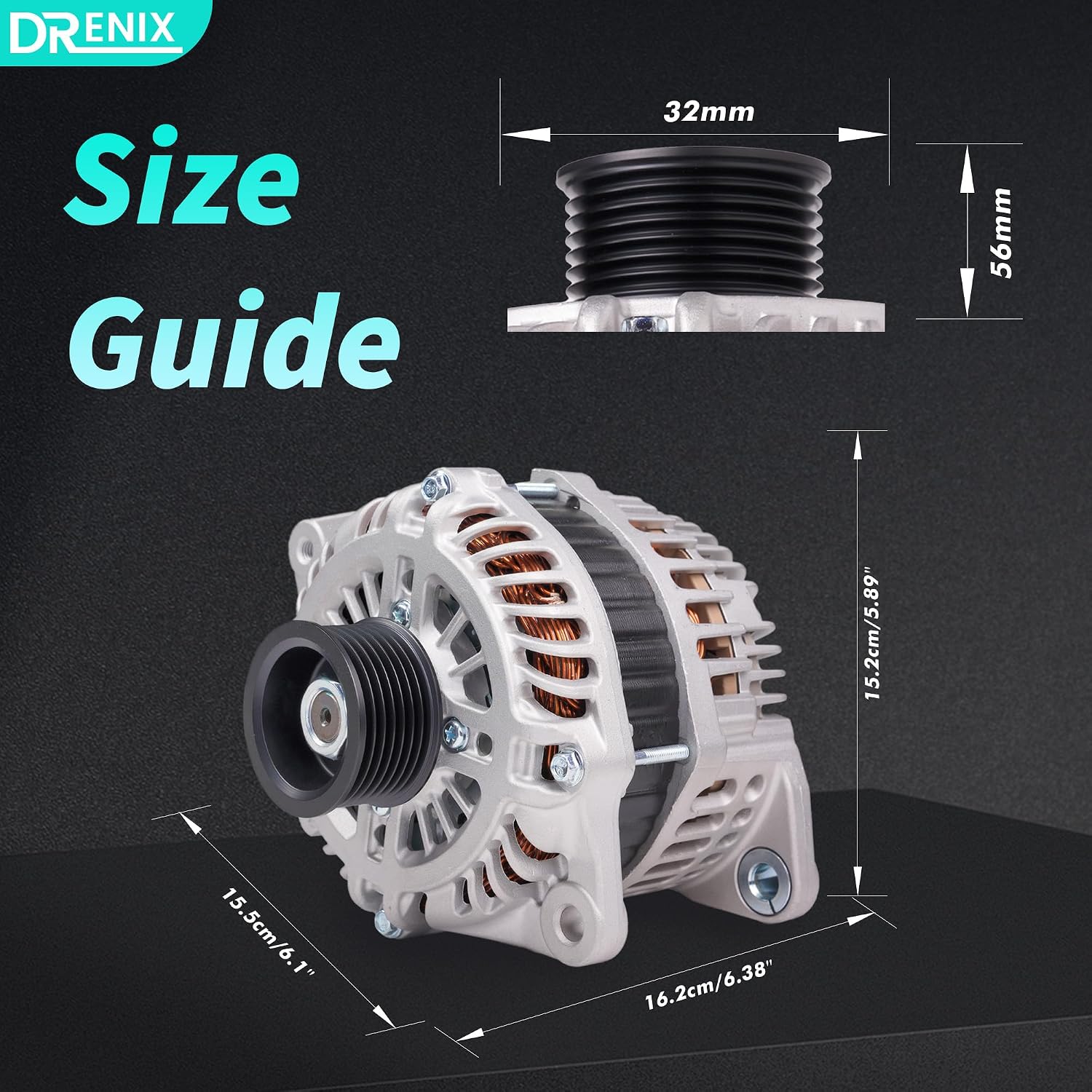 High Output Alternator For/Nissan Altima 2007-2010 Maxima 2009-2010 Murano 2009-2014 Quest 2011-2017 V6 3.5L 12V 130Amp CW 7-Groove Pulley Upgraded 23100-1AA1A A003TJ1791