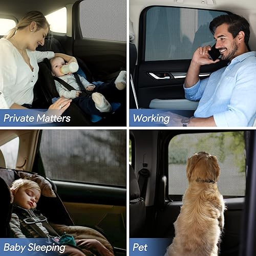 Miniatura 7 de Persianas para ventana de automóvil, paquete de 2 parasoles de malla transpirable para ventana lateral de automóvil, pantallas elásticas para