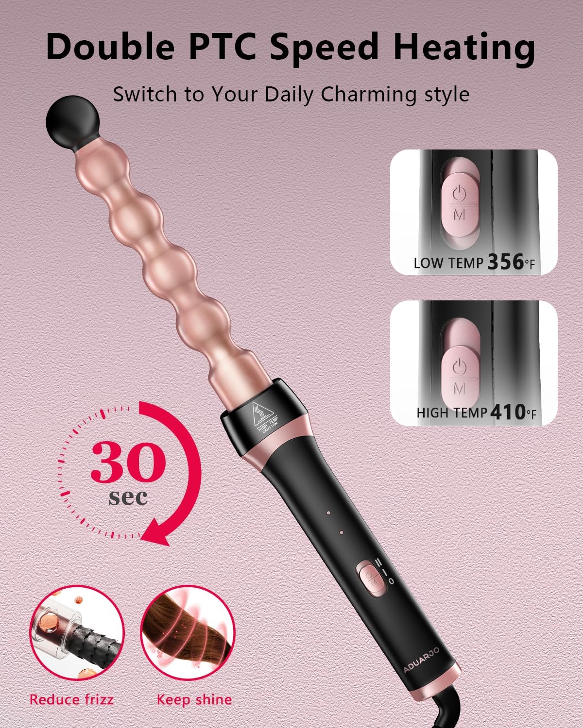5 in 1 Curling Wand Set, Multi Curling Iron Wand with Thermal Brush and 4 Interchangeable Ceramic Curling Wand for Women in All Hair Type,Dual Voltage Hair Curler