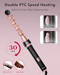 5 en 1 Set de baguettes de curling, baguette de fer multi- Curling avec brosse thermique et 4 La baguette de curling en céramique interchangeable pour les femmes dans tous les types de cheveux,Couleur de cheveux double tension