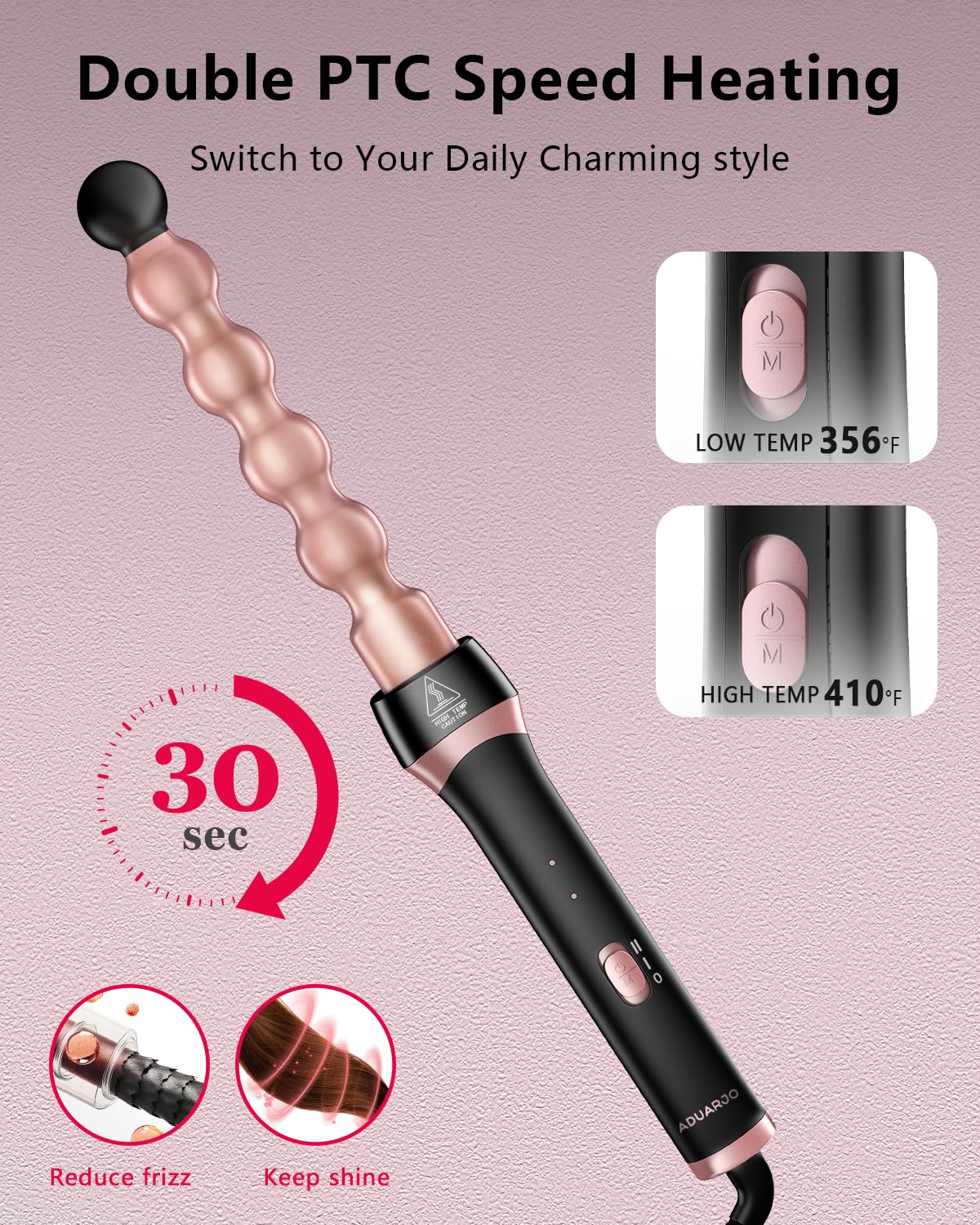 5-in-1 Curling Wand Set with Ceramic Barrels, Thermal Brush and Dual Voltage