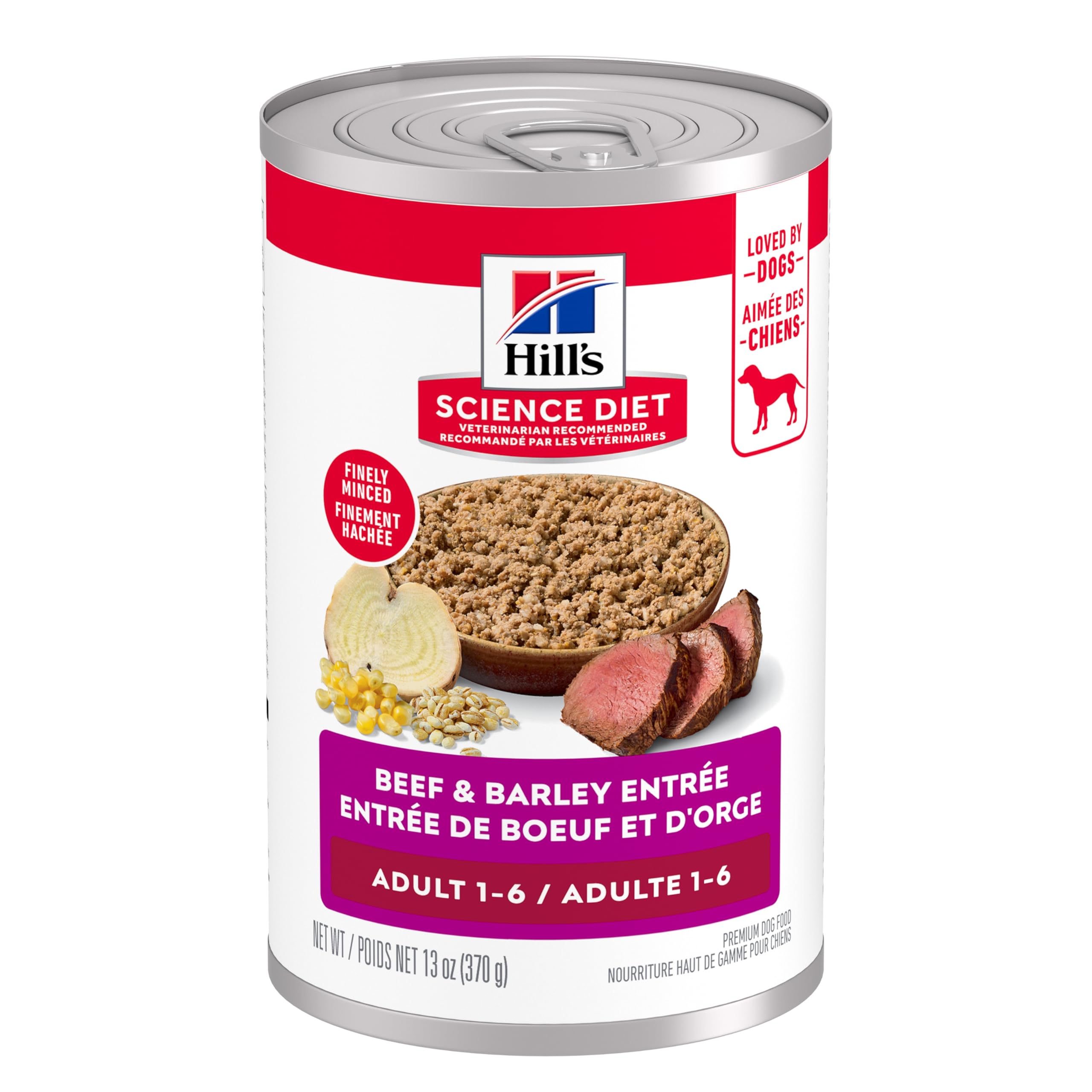 Hill's Science Diet Adult Canned Dog Food, Beef & Barley Entrée 12 x 370 g Can
