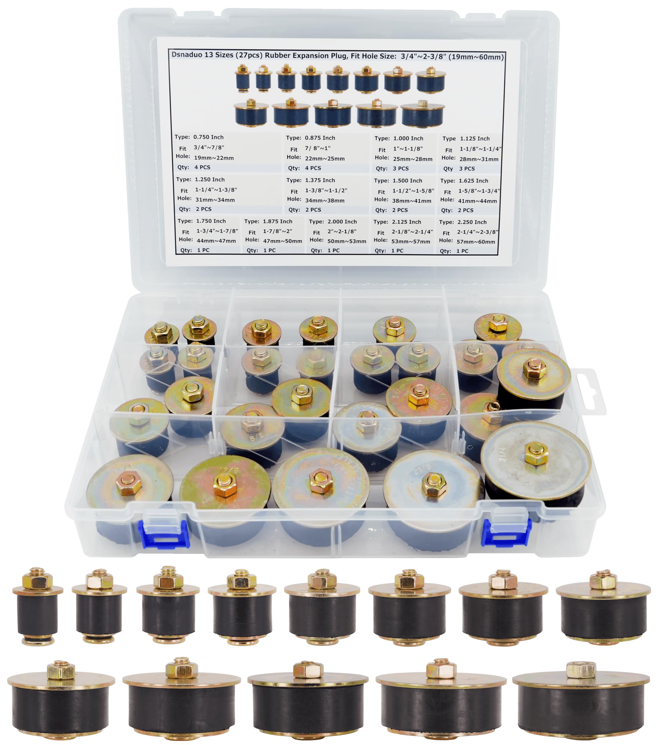Amazon.com: Dsnaduo 13 Sizes (27pcs) Rubber Expansion Plug