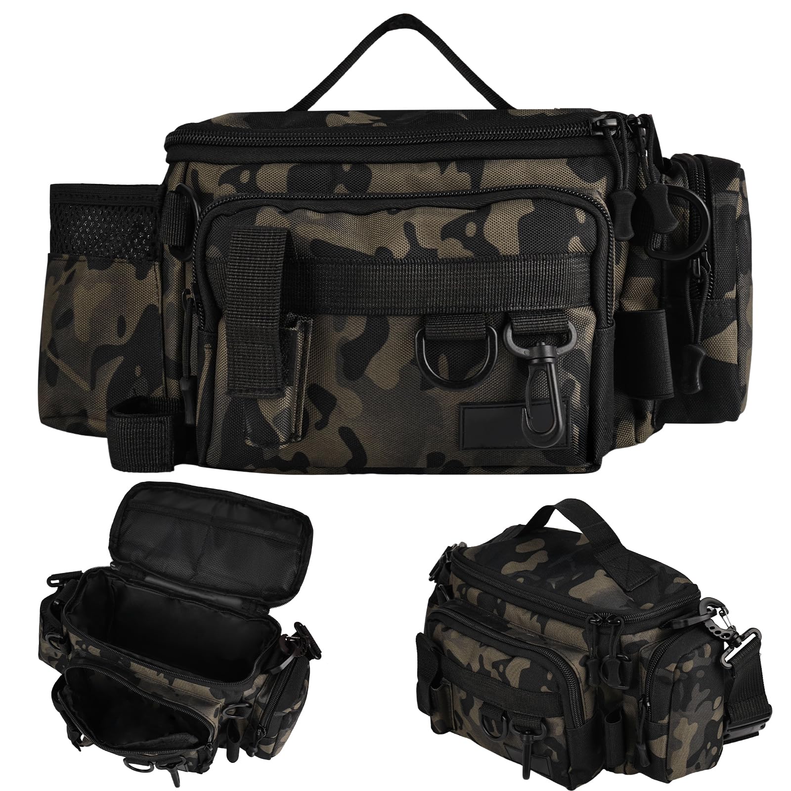 Angeltasche Angelausrüstungstasche Angelgerätetasche Angelkoffer Forellen Tasche Angeln mit gepolstertem Schultergurt und Tragegriffe Anglertasche für Angeln Wandern Jagd Camping Reisen Kommt