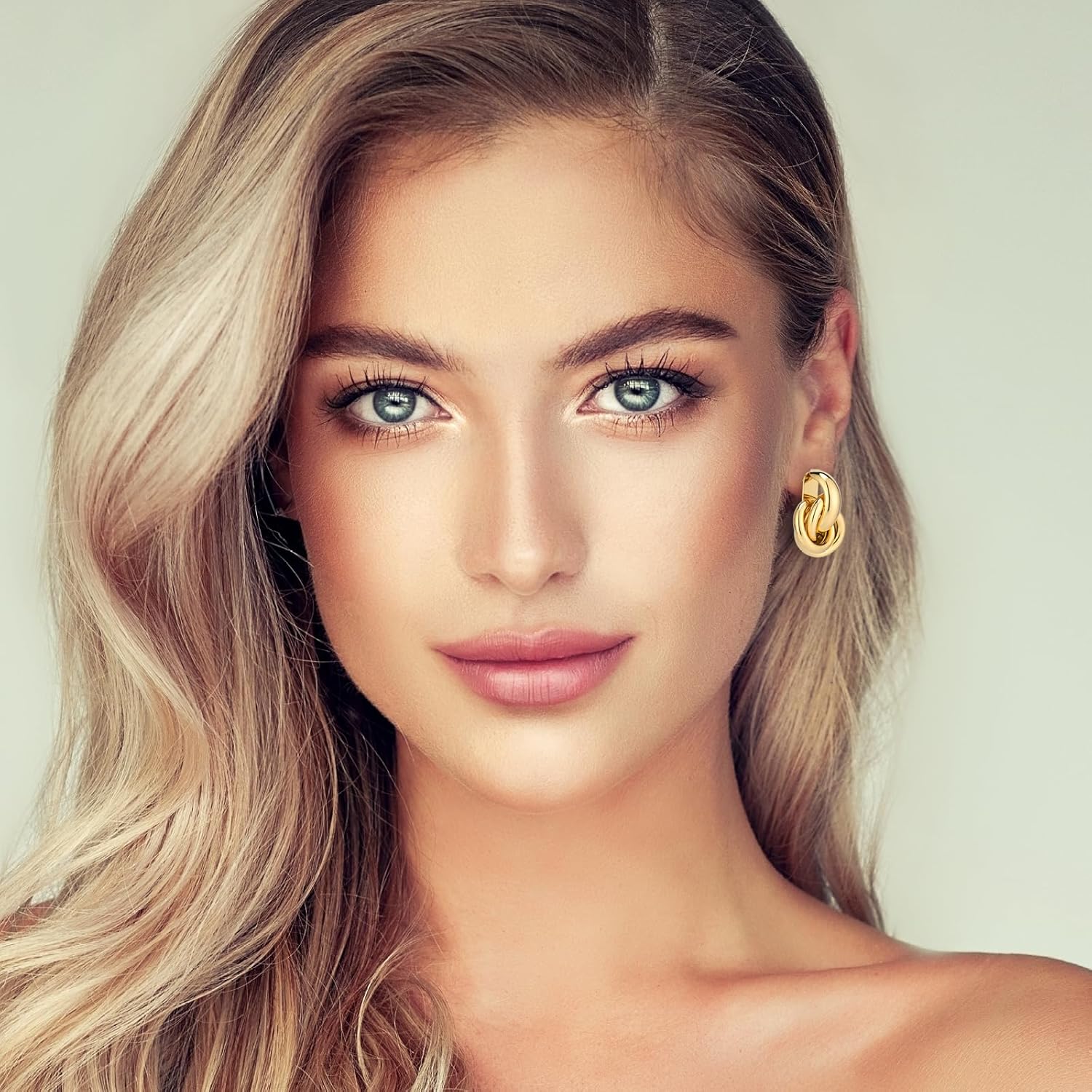 Gold Geometric Drop Dangle Earrings for Women 18K Chunky Gold Knot Stud Gold Plated Earrings Trendy Twisted Link Earring Jewelry Gift - Image 3