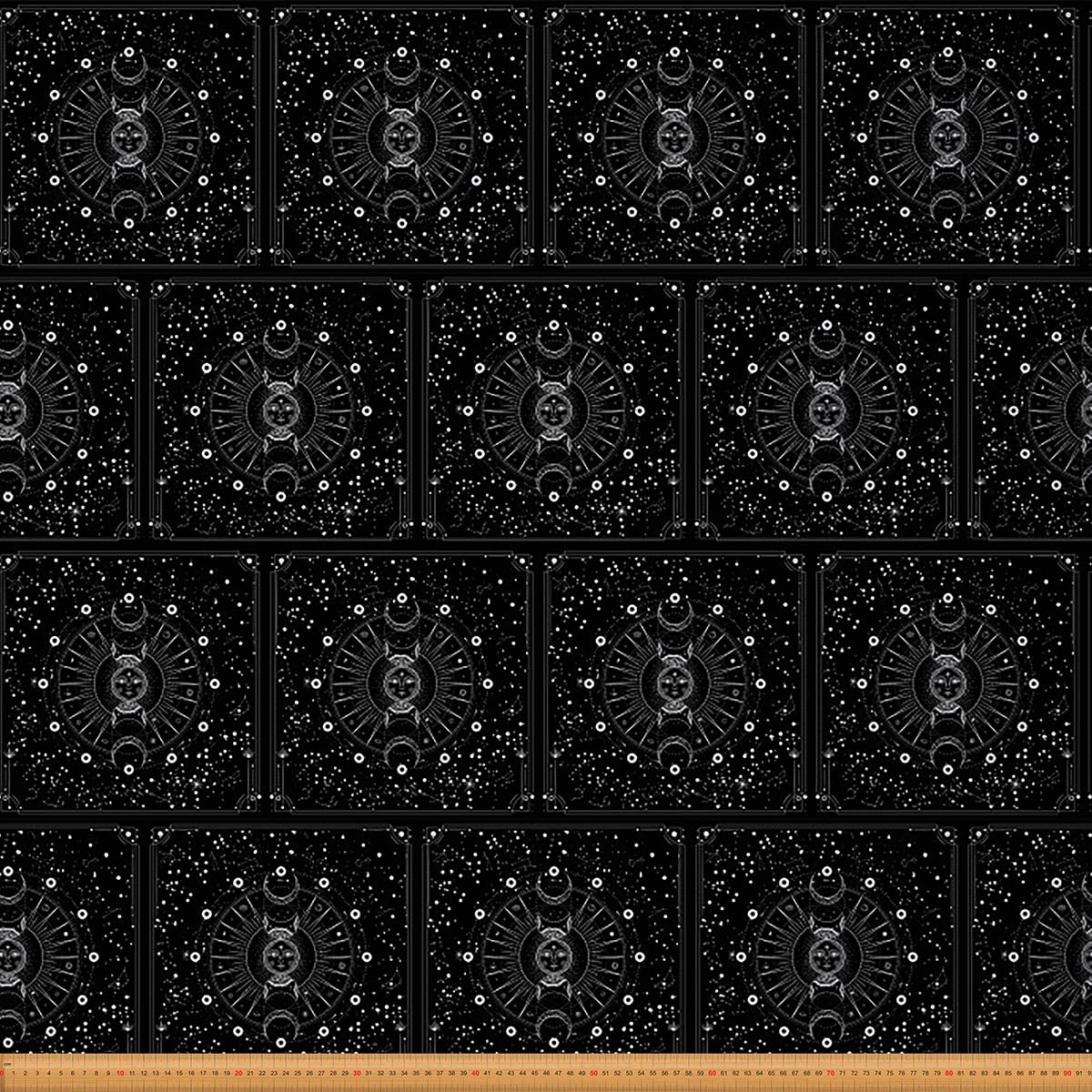 Boho Sun Moon Upholstery Fabric for Chairs Bohemian Outer Space Galaxy Outdoor Fabric by The Yard Universe Astrology Fabric for Upholstery and Home DIY Projects 5 Yards,(L460*W150cm) Black White