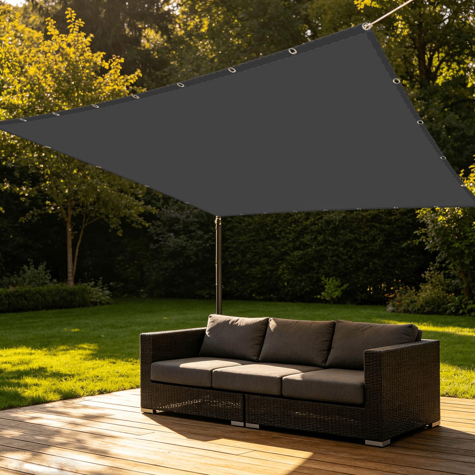 Voile d'ombrage rectangulaire 1.7x2m gris foncé pour votre terrasse